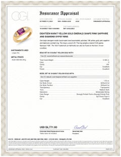 Pink Sapphire Diamond 2.10 Carat Ring 18 Karat Yellow Gold Cocktail Ring