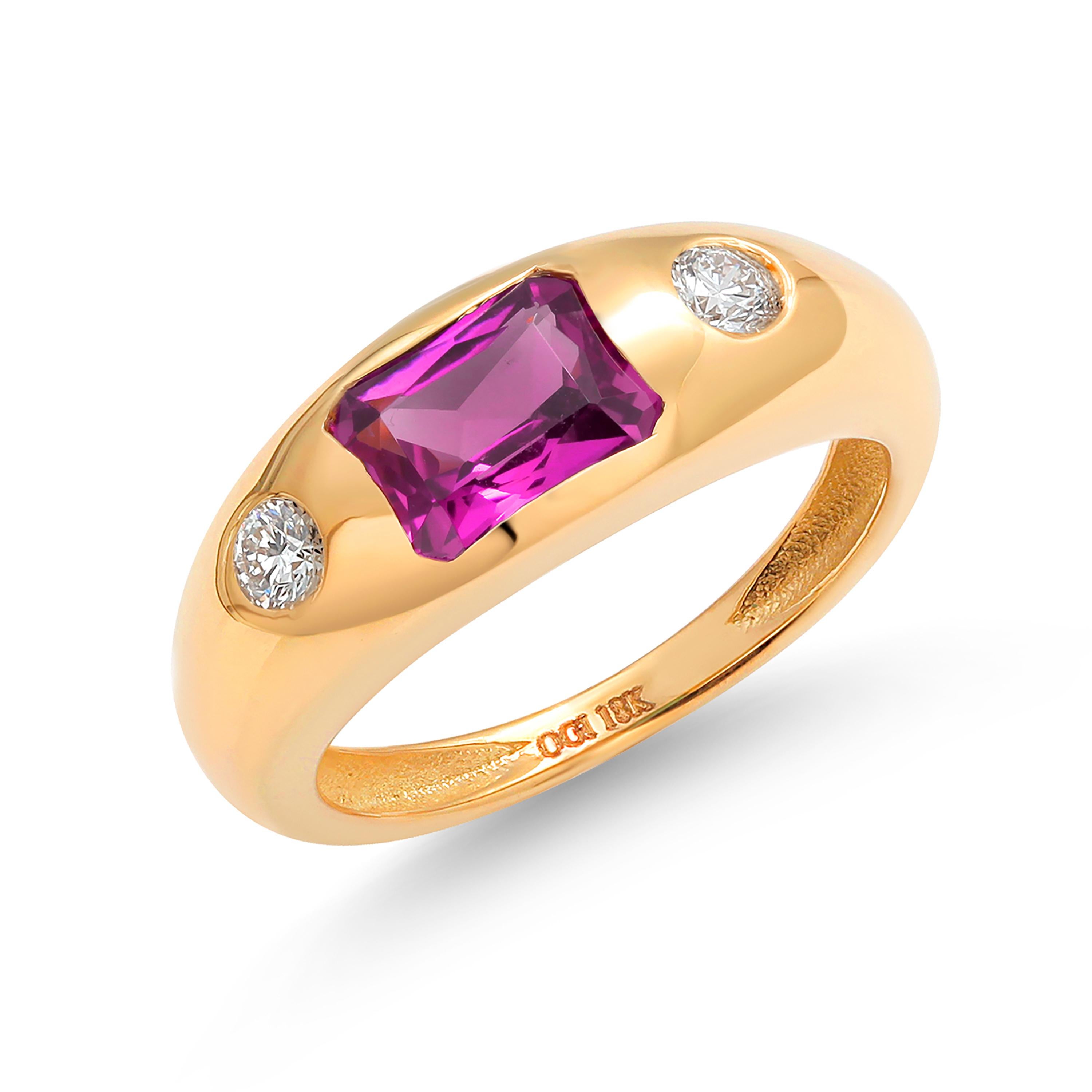 Pink Sapphire Diamond 2.10 Carat Ring 18 Karat Yellow Gold Cocktail Ring  In New Condition For Sale In New York, NY