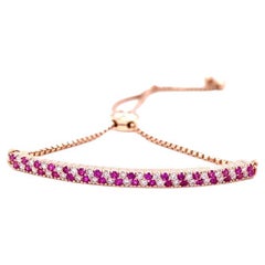 0.69 Carat Pink Sapphire Diamond Adjustable Bracelet 14 Karat Rose Gold