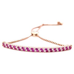 0,69 Karat Rosa Saphir Diamant Verstellbares Armband 14 Karat Roségold