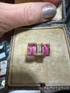 Pink Sapphire, Diamond and 18K Yellow Gold Statement Ring