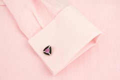 Pink Sapphire Diamond and Onyx Cufflinks Art Déco Design by Ella Gafter