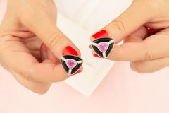 Pink Sapphire Diamond and Onyx Cufflinks Art Déco Design by Ella Gafter