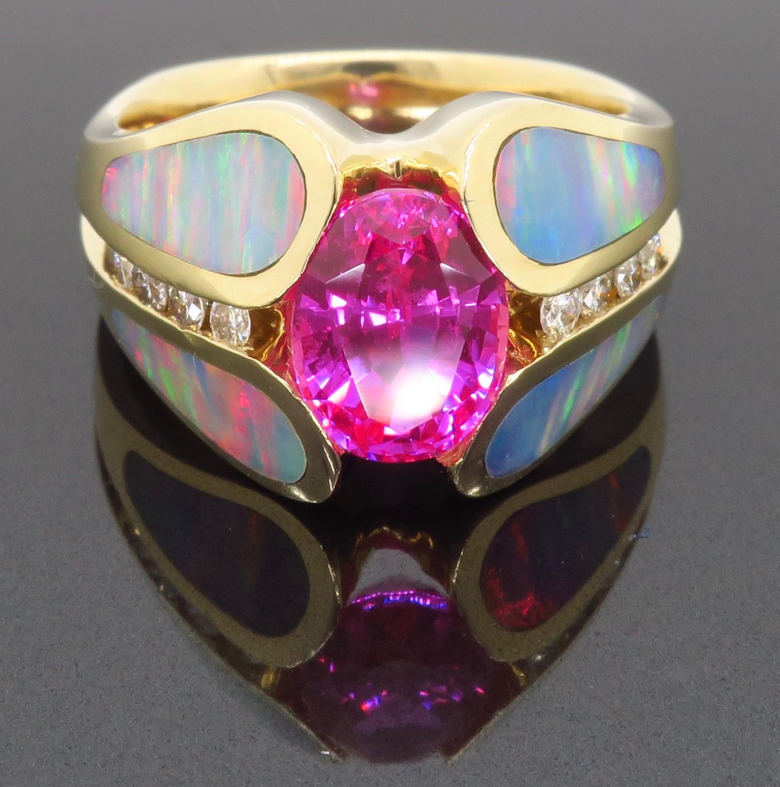 pink sapphire and opal ring