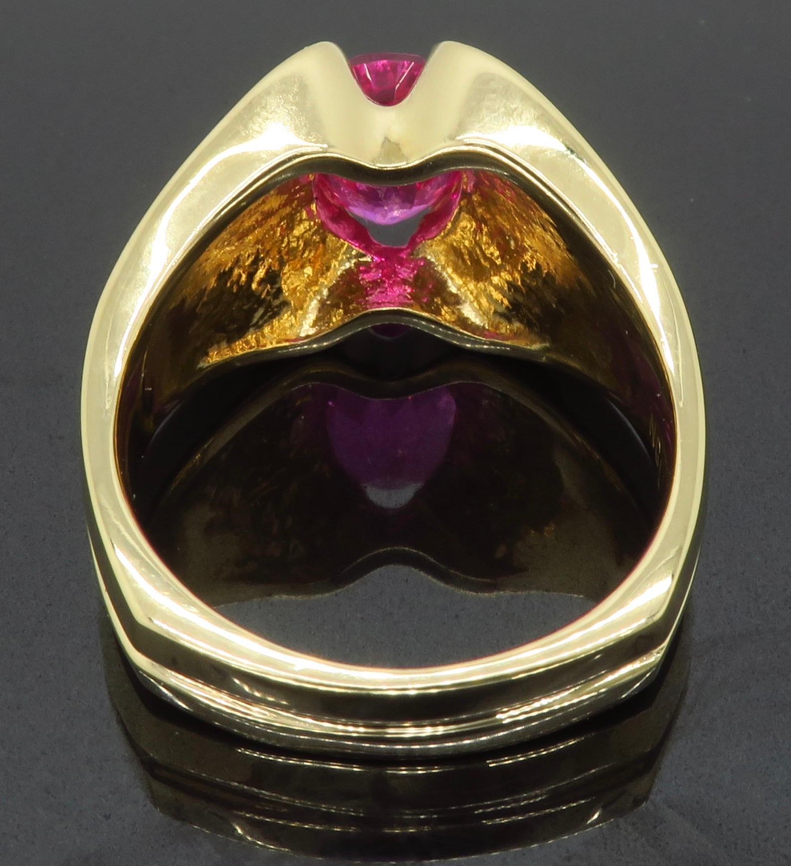 Women's or Men's Pink Sapphire Diamond and Opal Ring Made in 14 Karat Yellow Gold
