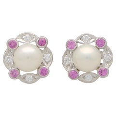 Impressive Fancy Pearl Pink Sapphire Diamond Pink Gold Earrings For ...