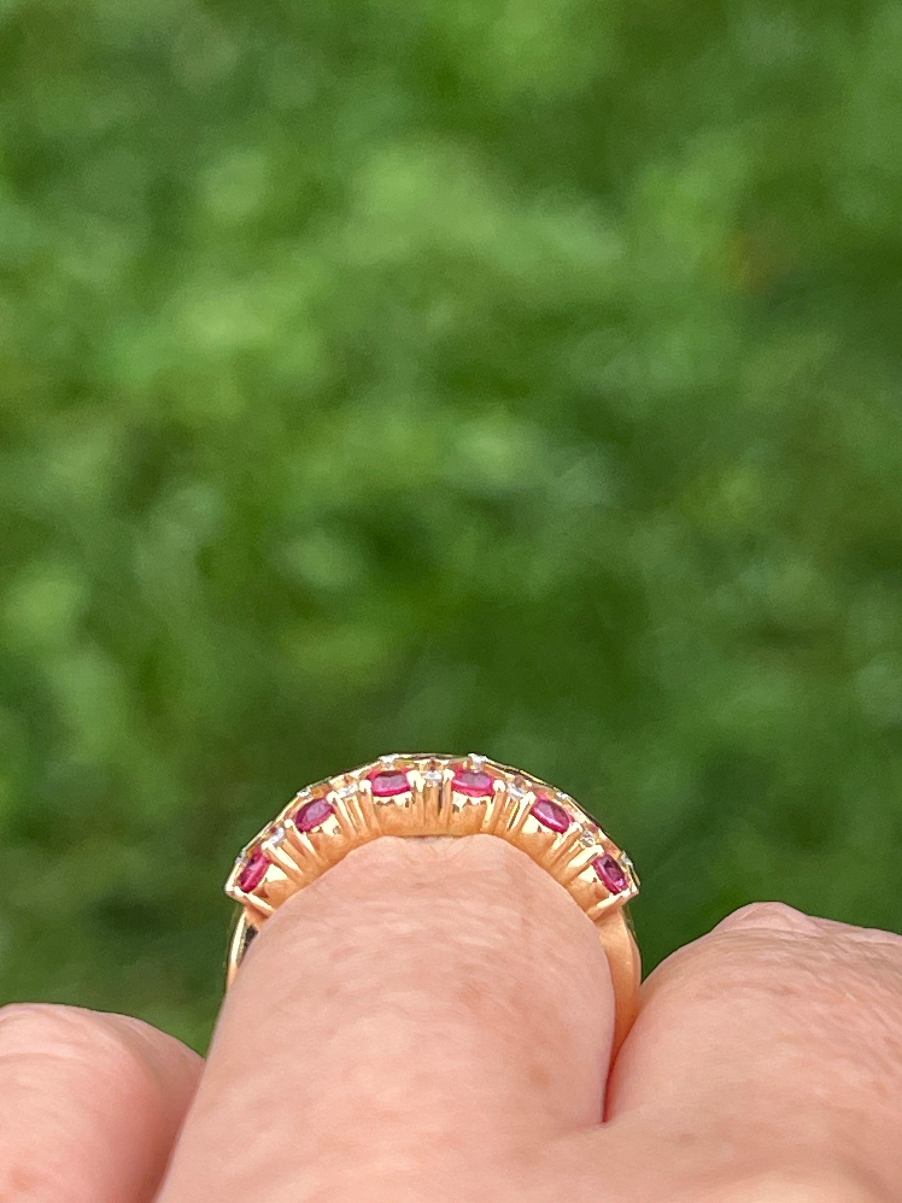 Pink Sapphire Diamond and Yellow Gold Checkerboard Ring 6