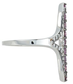 Pink Sapphire Diamond Art Deco Style Ring 14 Karat White Gold Black Rhodium