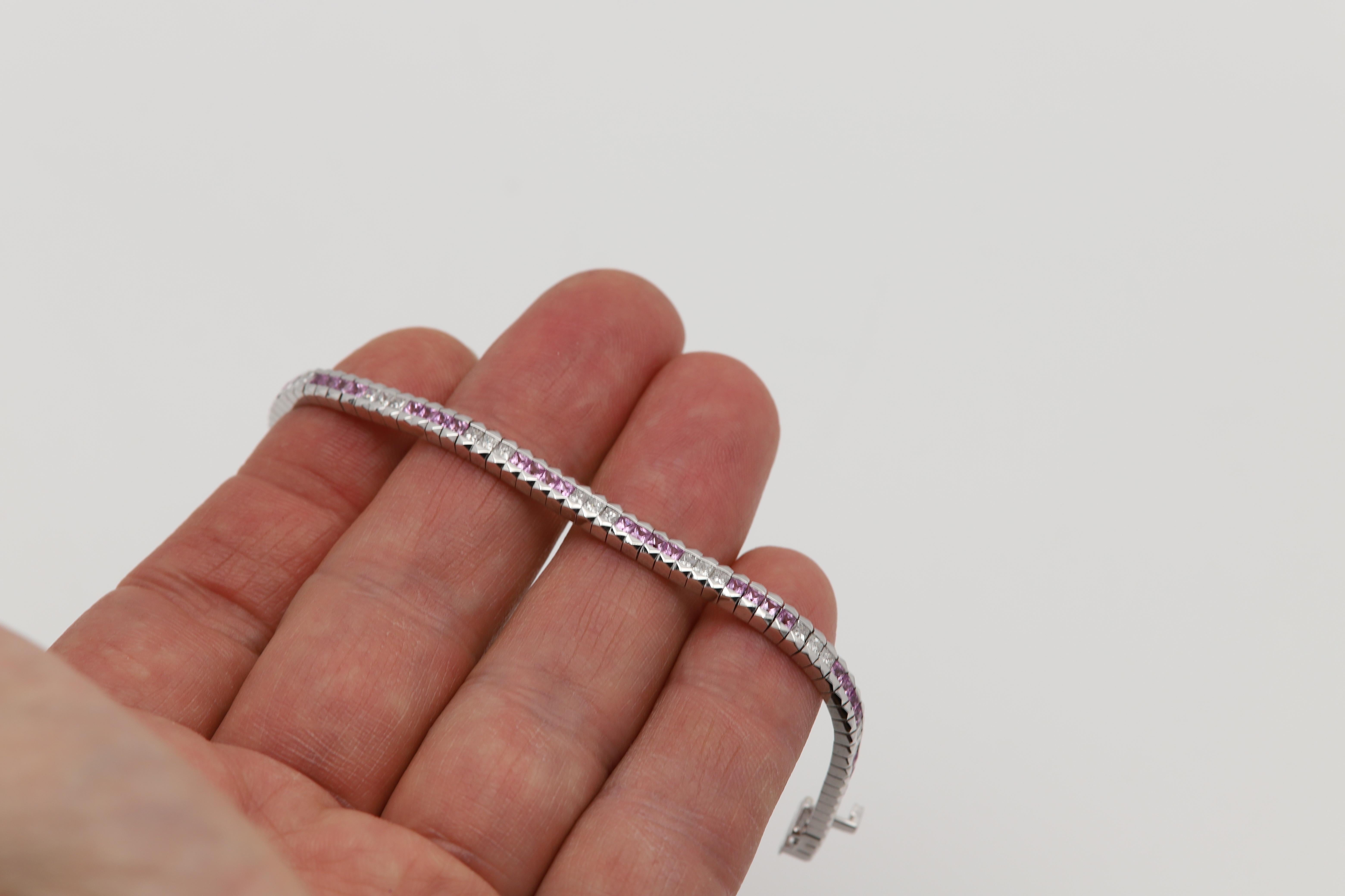 Bracelet à maillons en or blanc 18 carats avec boucle en diamants de style Art déco en vente 6