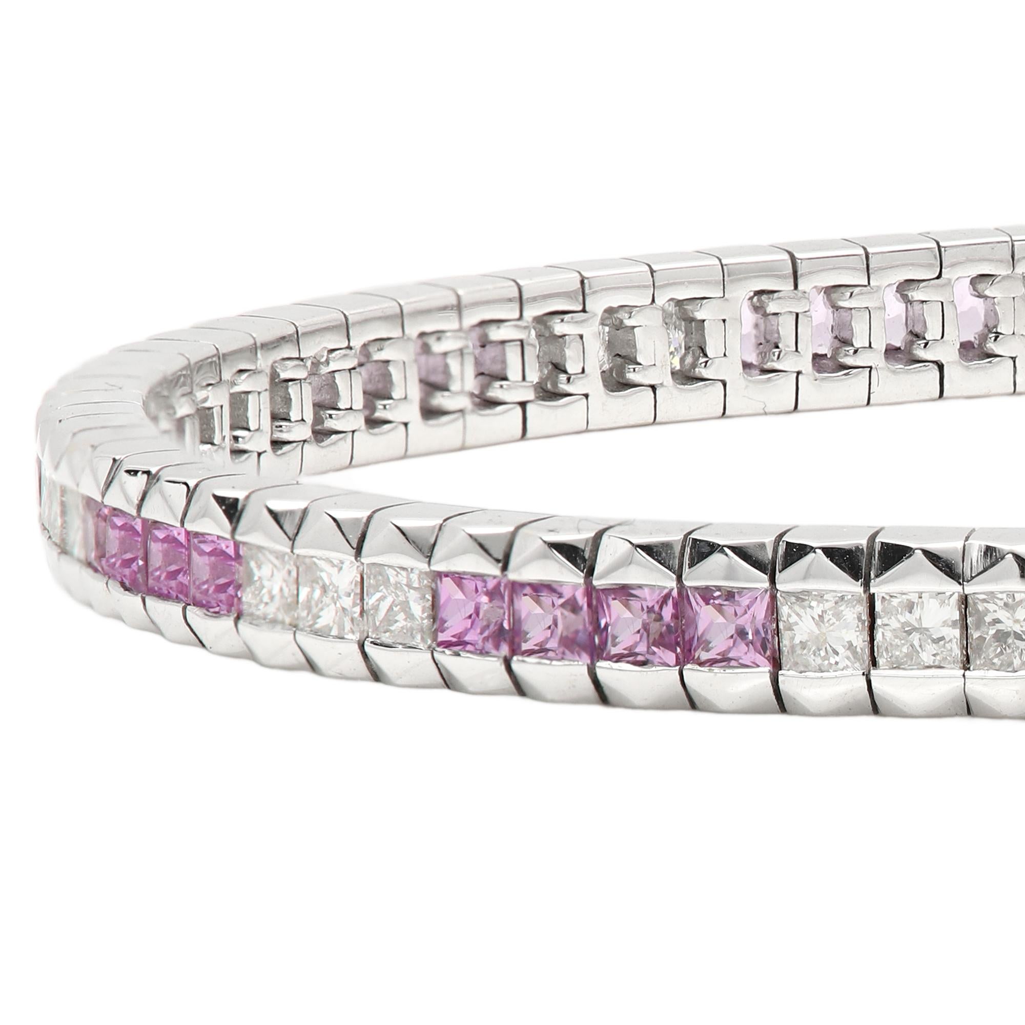 Bracelet à maillons en or blanc 18 carats avec boucle en diamants de style Art déco en vente 9