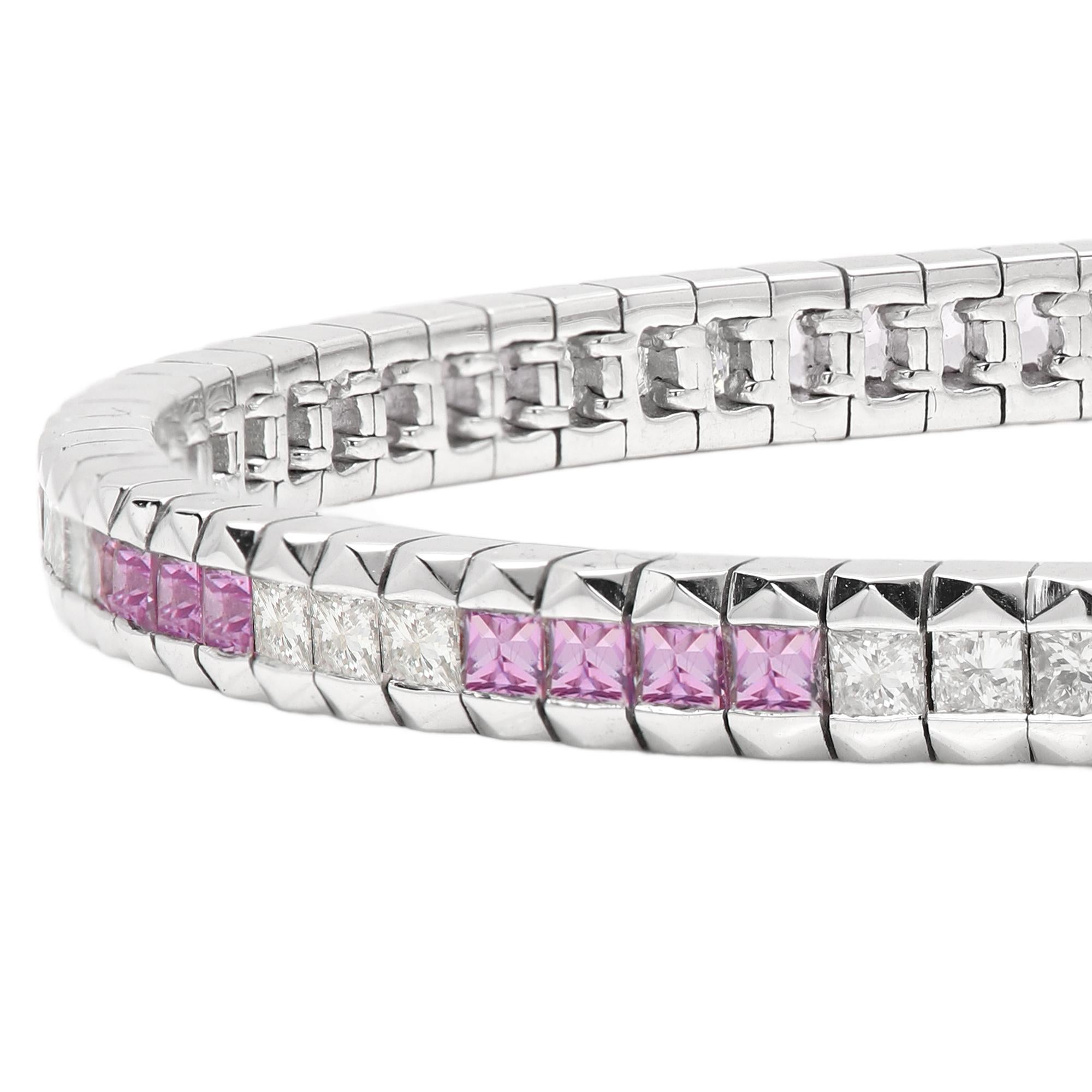 Bracelet à maillons en or blanc 18 carats avec boucle en diamants de style Art déco Neuf - En vente à Brooklyn, NY