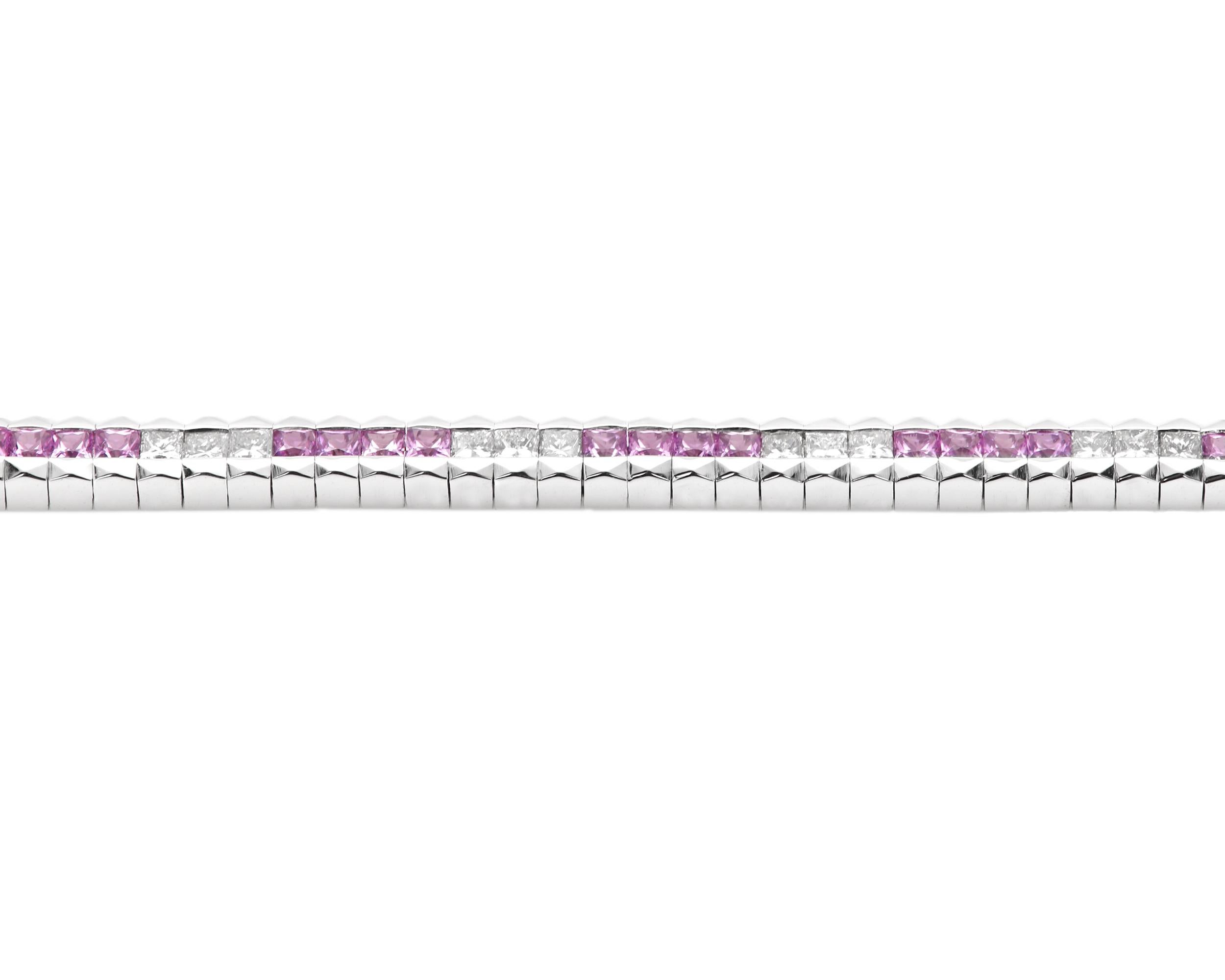 Bracelet à maillons en or blanc 18 carats avec boucle en diamants de style Art déco en vente 1