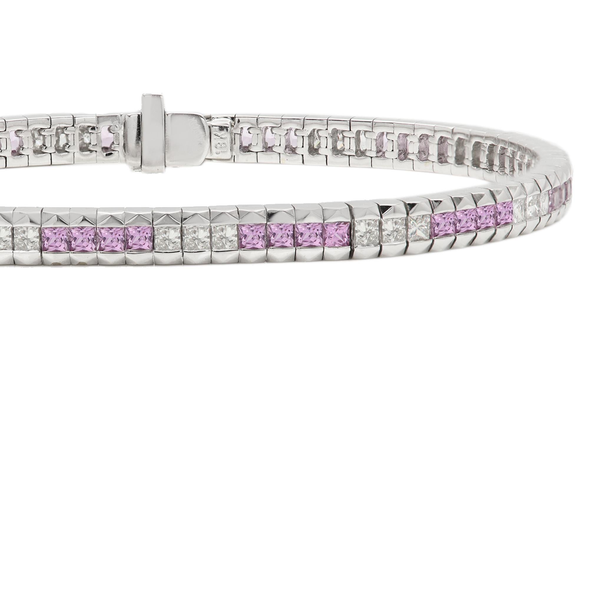 Bracelet à maillons en or blanc 18 carats avec boucle en diamants de style Art déco en vente 2