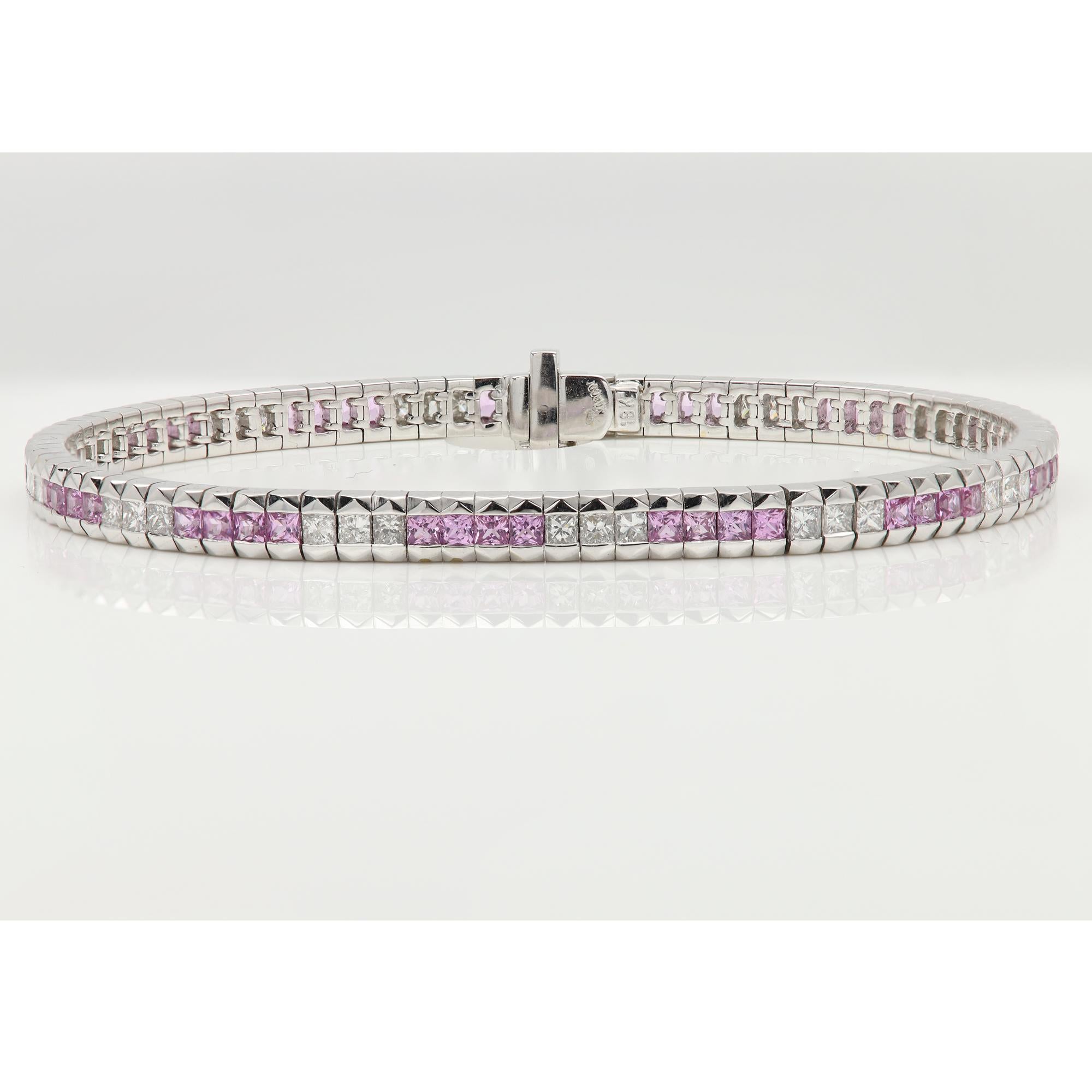 Bracelet à maillons en or blanc 18 carats avec boucle en diamants de style Art déco en vente 3