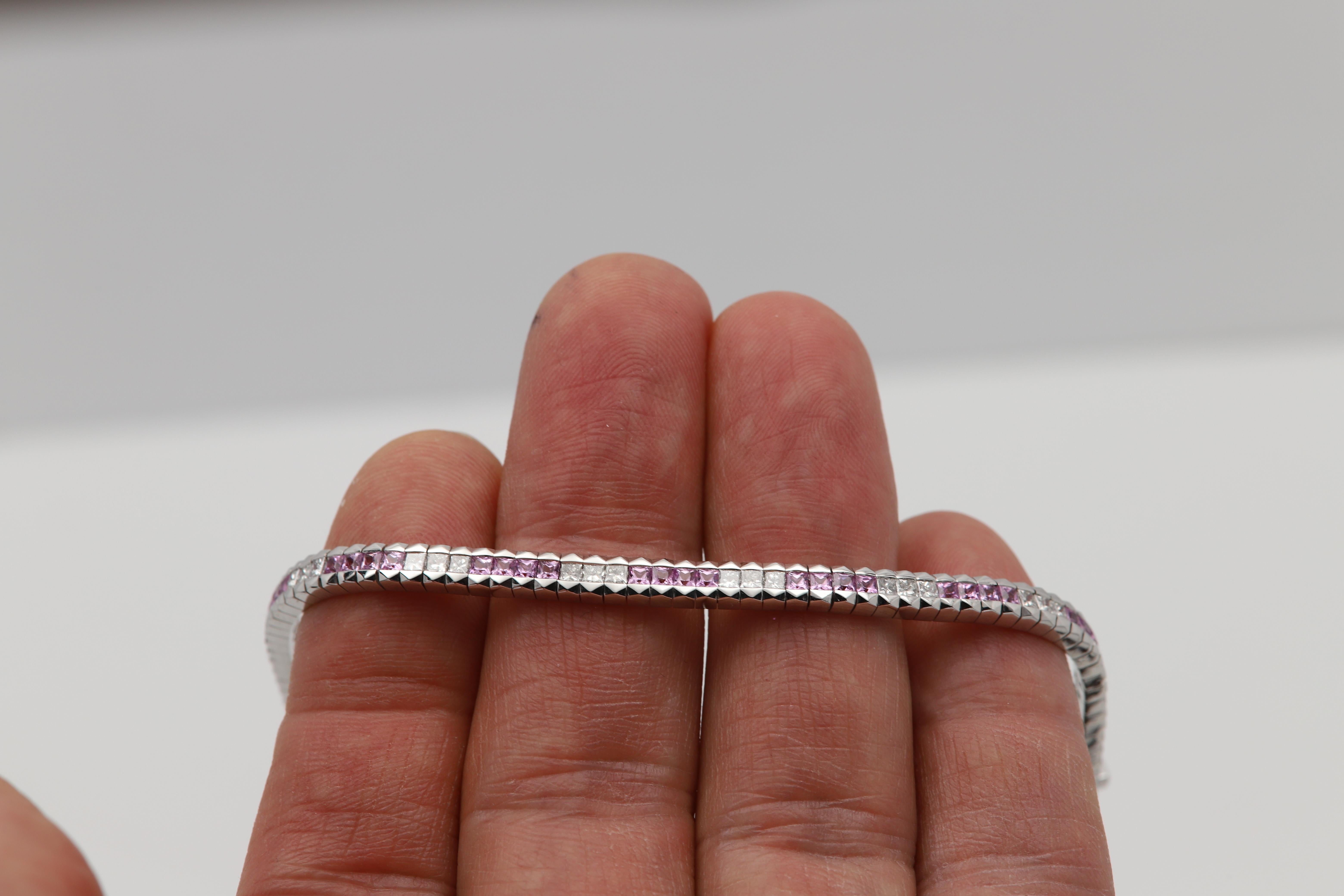 Bracelet à maillons en or blanc 18 carats avec boucle en diamants de style Art déco en vente 4