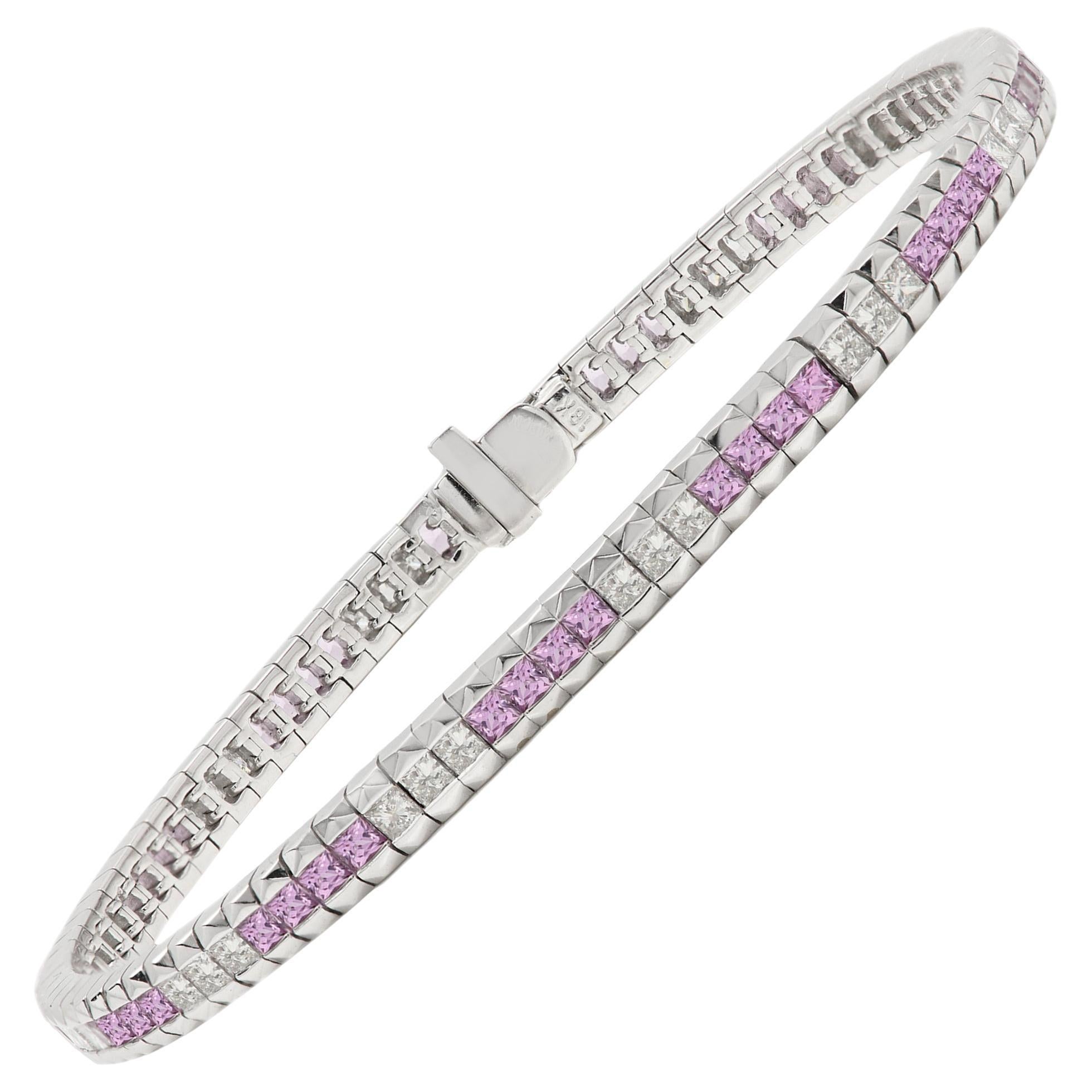 Bracelet à maillons en or blanc 18 carats avec boucle en diamants de style Art déco en vente