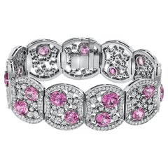 19.54 Carat Pink Sapphire Diamond Bracelet Platinum 10.99 Carats Diamonds Tamir