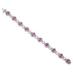 Bracciale con zaffiro rosa e diamante in oro bianco 18 carati