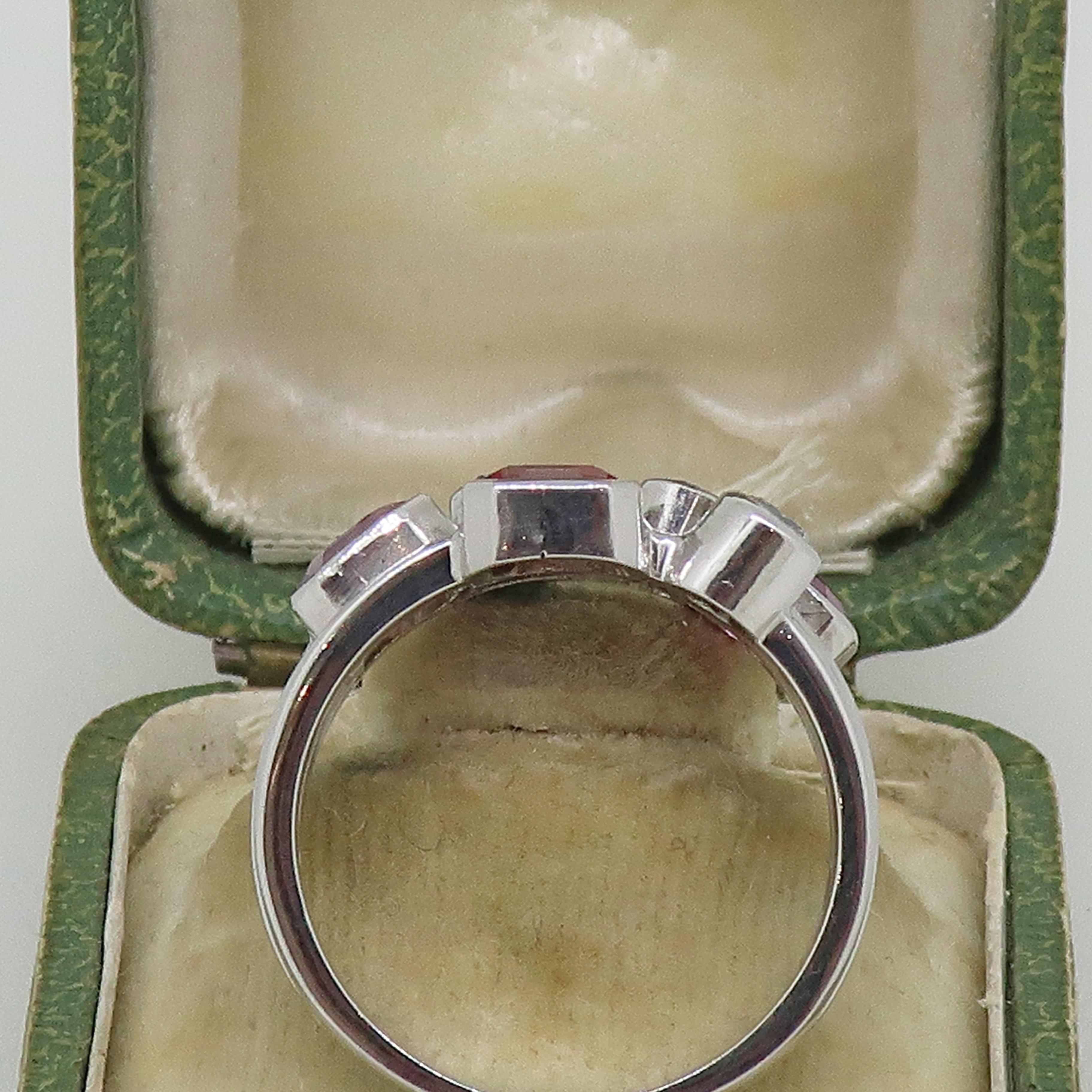 Pink Sapphire & Diamond Cluster Ring 18 Karat White Gold For Sale 3