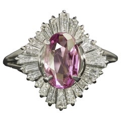 Pink Sapphire Diamond Cocktail Platinum Ring