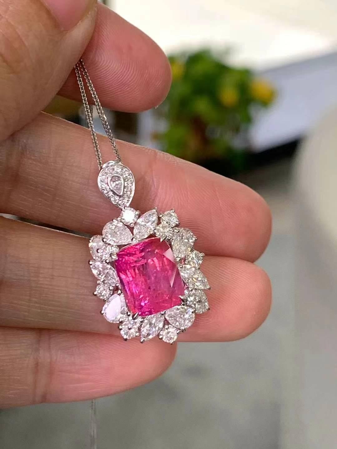 Pink Sapphire Diamond Cocktail Ring in 18k White Gold en venta 5