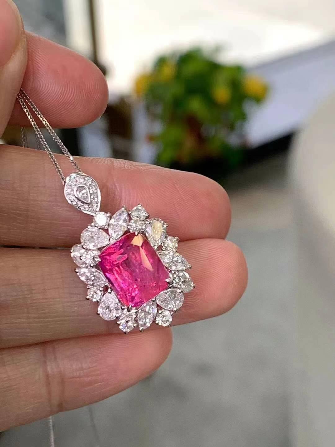 Pink Sapphire Diamond Cocktail Ring in 18k White Gold en venta 12