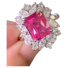 Pink Sapphire Diamond Cocktail Ring in 18k White Gold