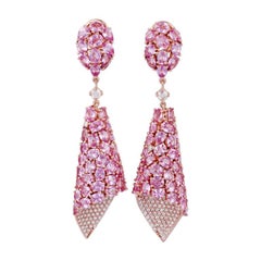 Ohrringe mit rosa Saphiren und Diamanten aus 18 Karat Roségold