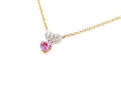 Pink Sapphire & Diamond Double Heart Pendant Necklace in 18k Rose Gold