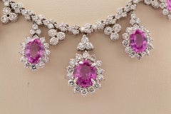 Pink Sapphire Diamond Drop Necklace