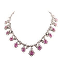 Pink Sapphire Diamond Drop Necklace