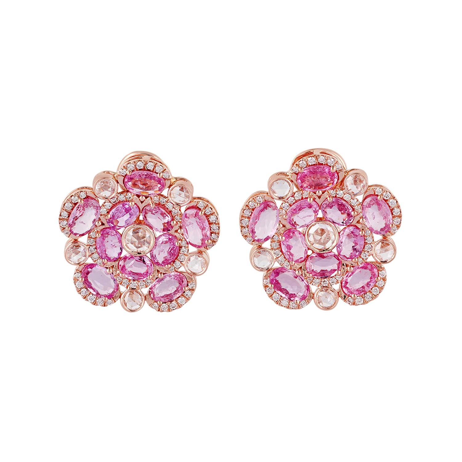 Pink Sapphire and Diamond Earring in 18 Karat Rose Gold at 1stDibs — free download