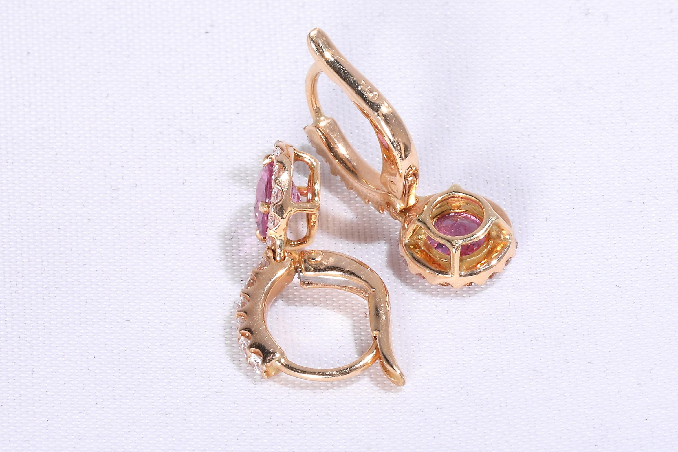 Women's Pink Sapphire Diamond Earrings