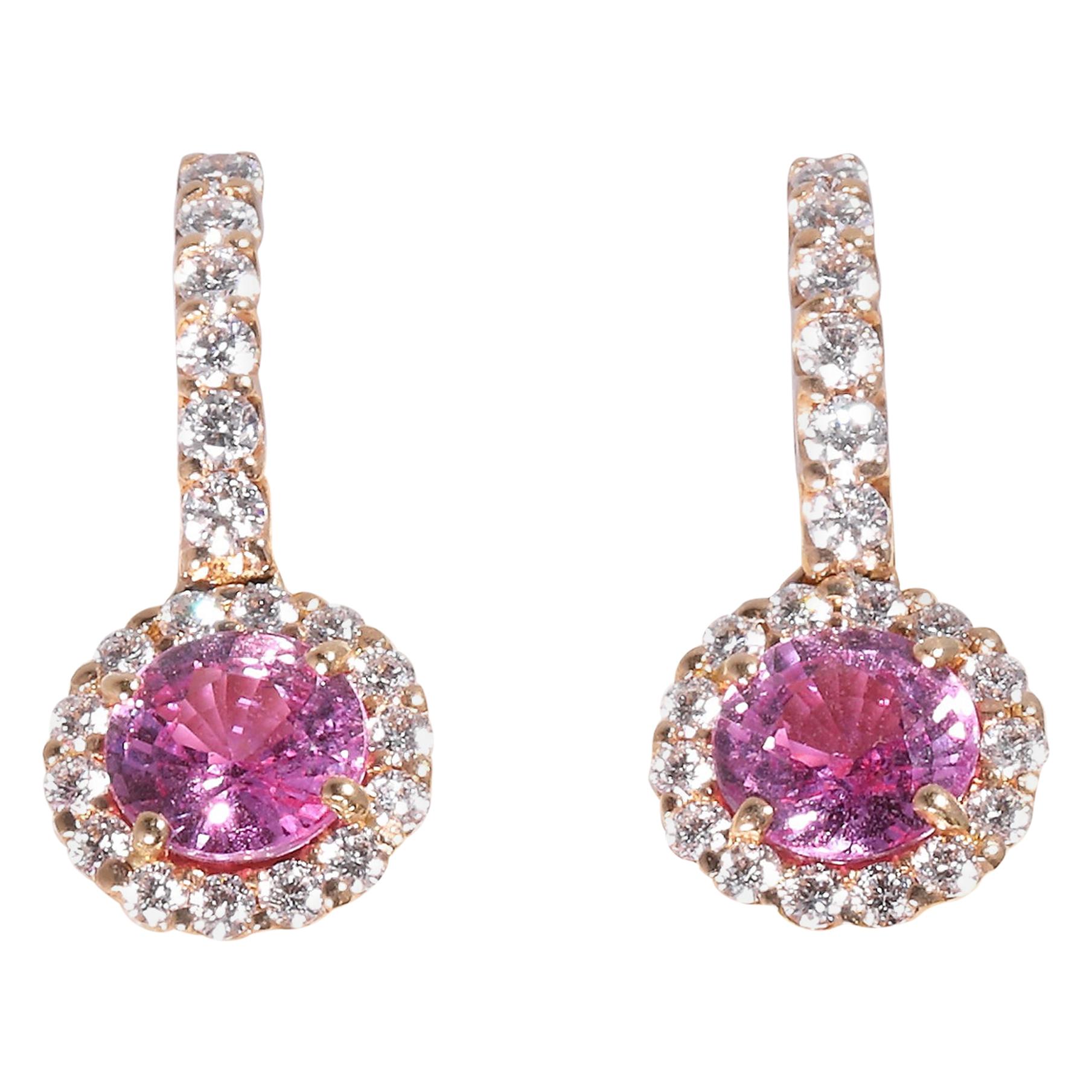 Pink Sapphire Diamond Earrings