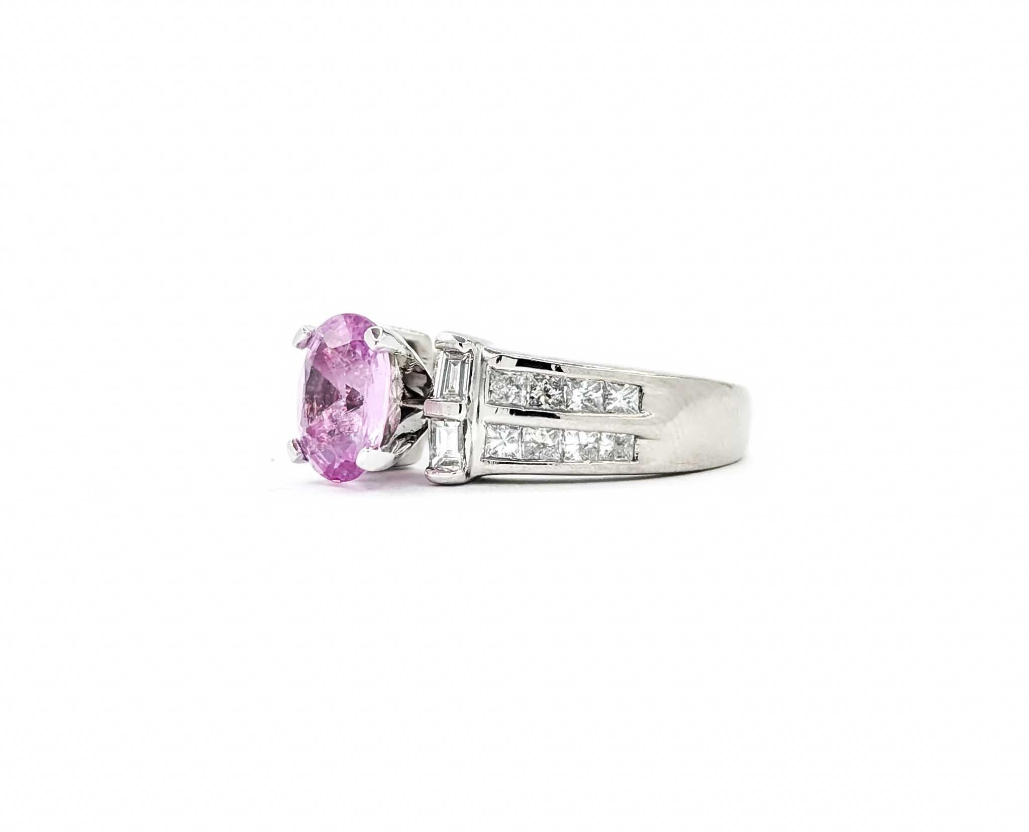 Pink Sapphire & Diamond Fashion Ring in Platinum 5