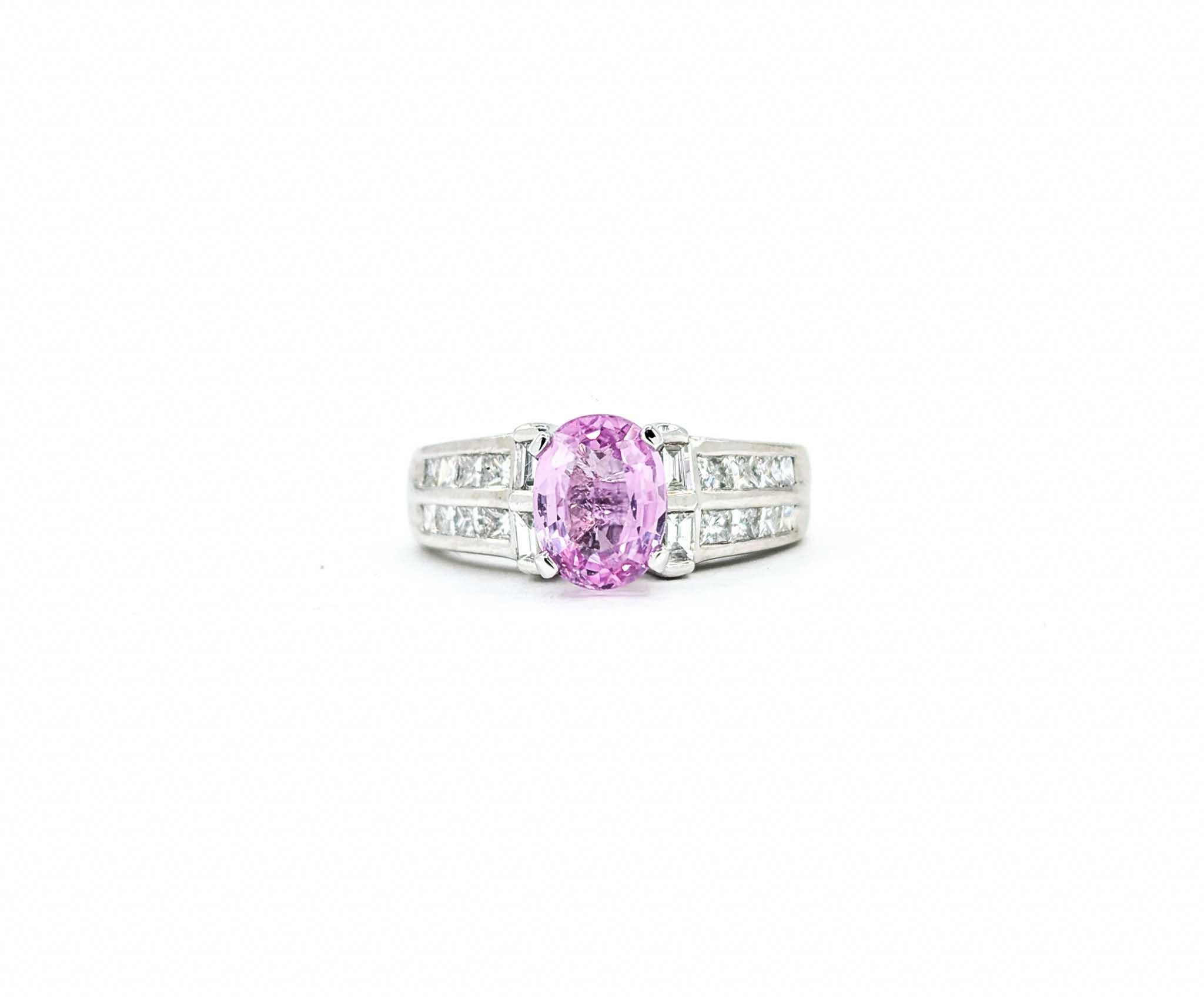Pink Sapphire & Diamond Fashion Ring in Platinum 6