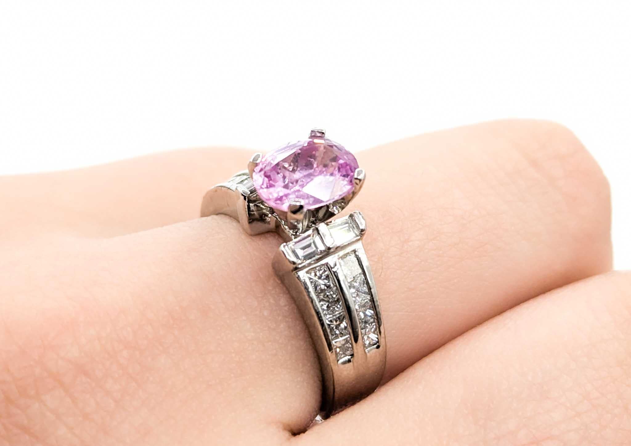 Women's Pink Sapphire & Diamond Fashion Ring in Platinum