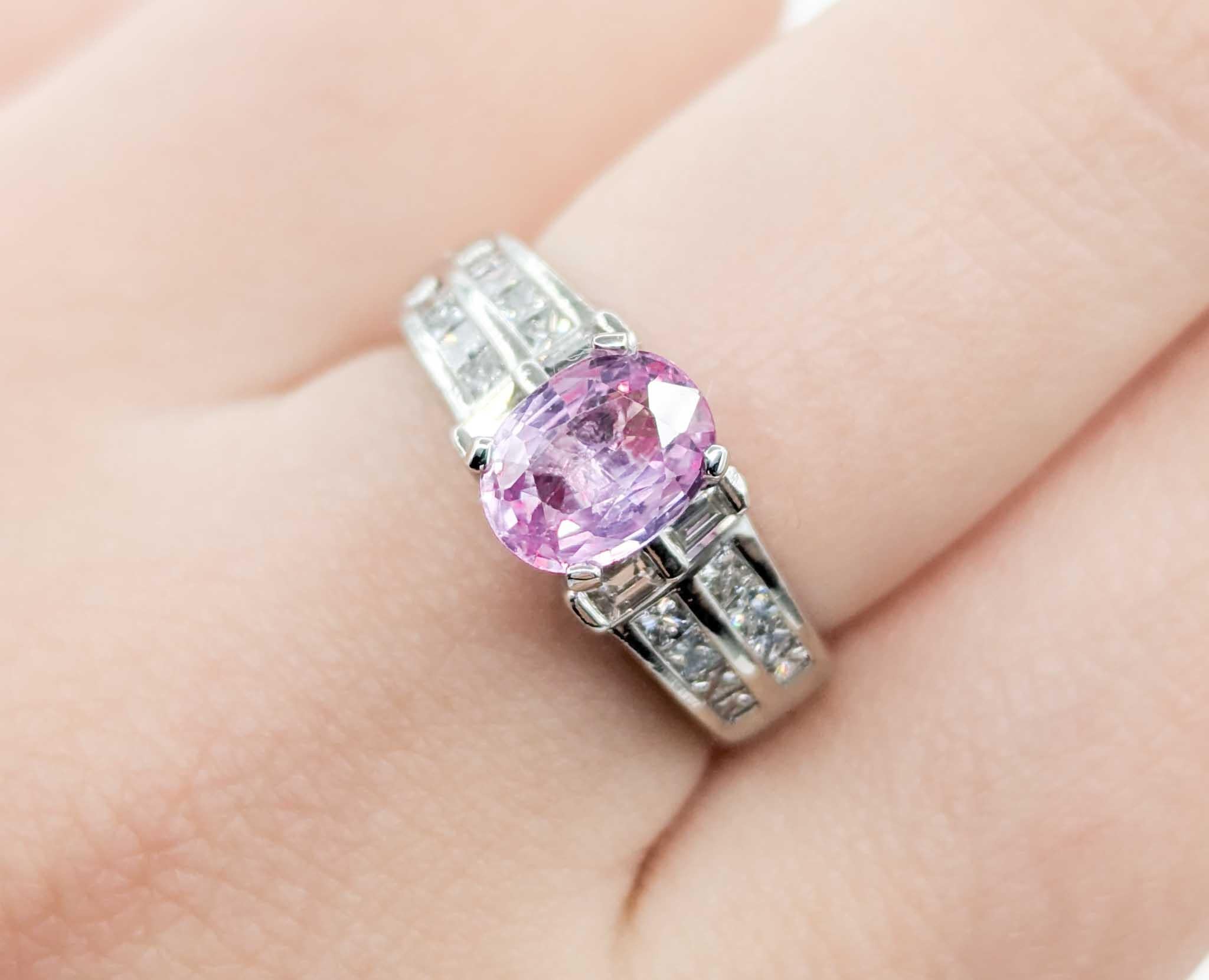 Pink Sapphire & Diamond Fashion Ring in Platinum 1
