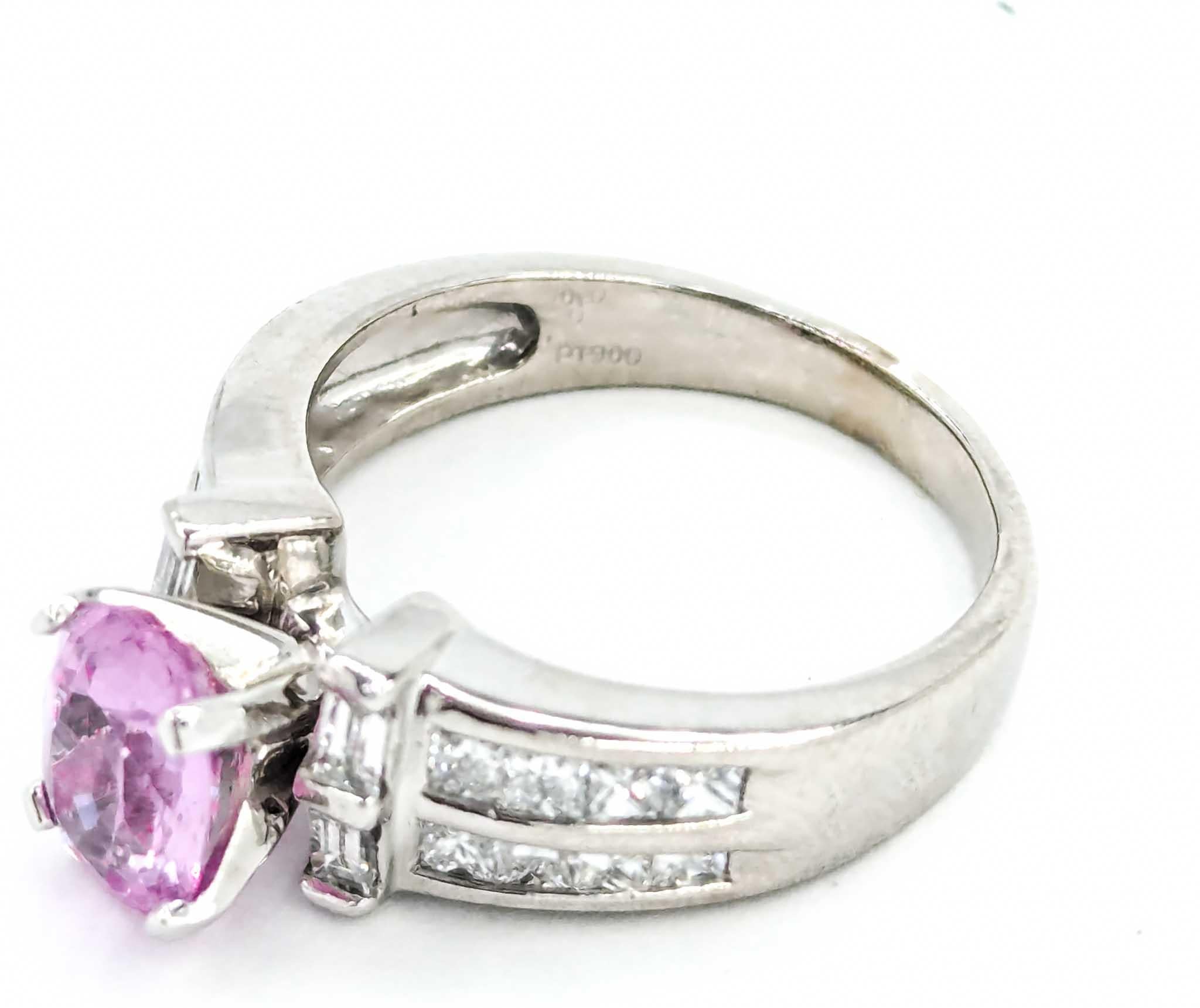 Pink Sapphire & Diamond Fashion Ring in Platinum 3