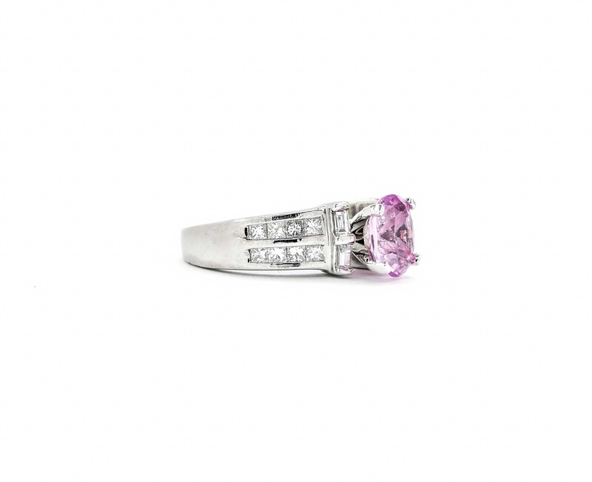 Pink Sapphire & Diamond Fashion Ring in Platinum 4