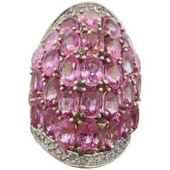 Pink Sapphire Diamond Gold Cocktail Ring