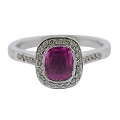 Vintage Pink Sapphire Diamond Gold Engagement Ring