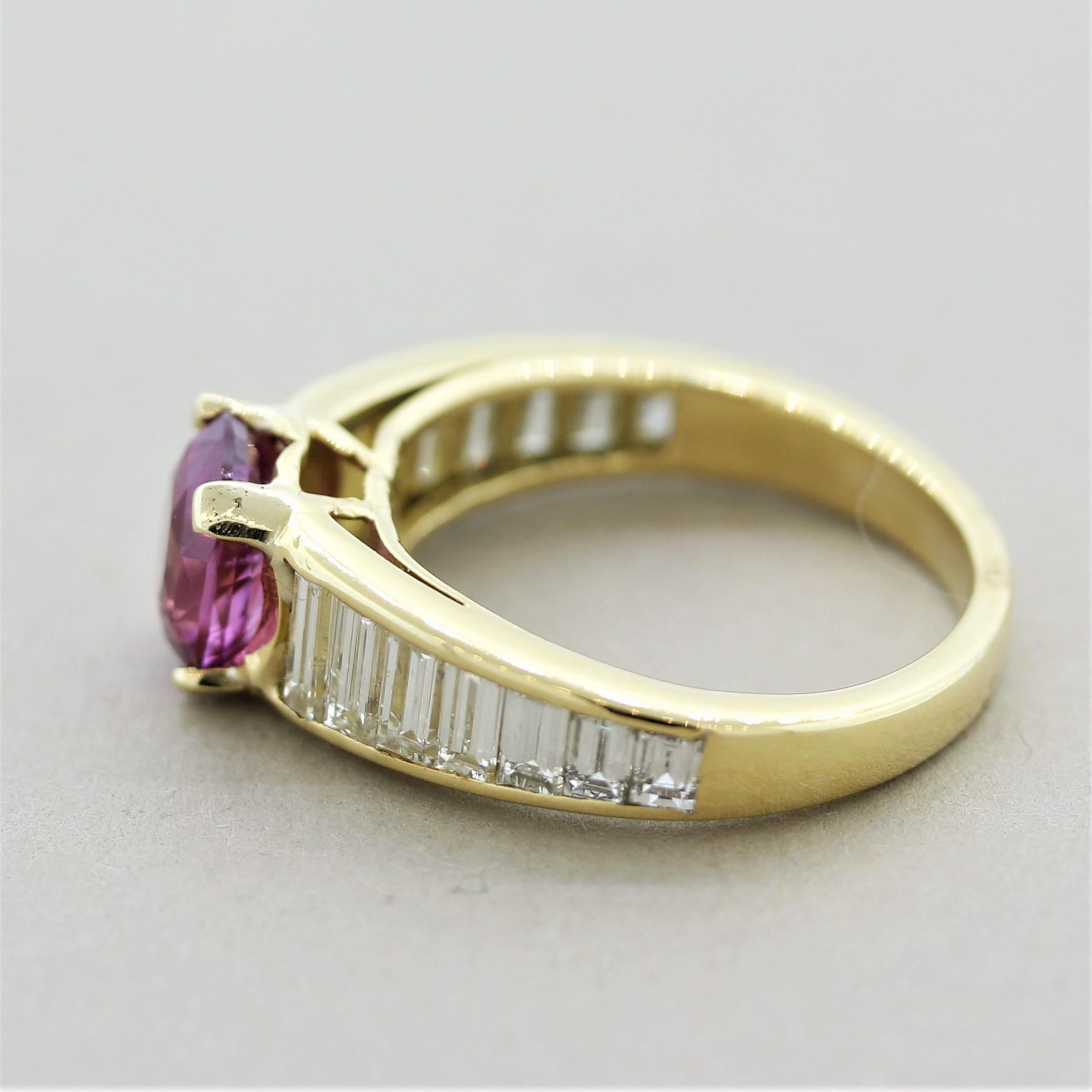 Mixed Cut Pink Sapphire Diamond Gold Ring For Sale