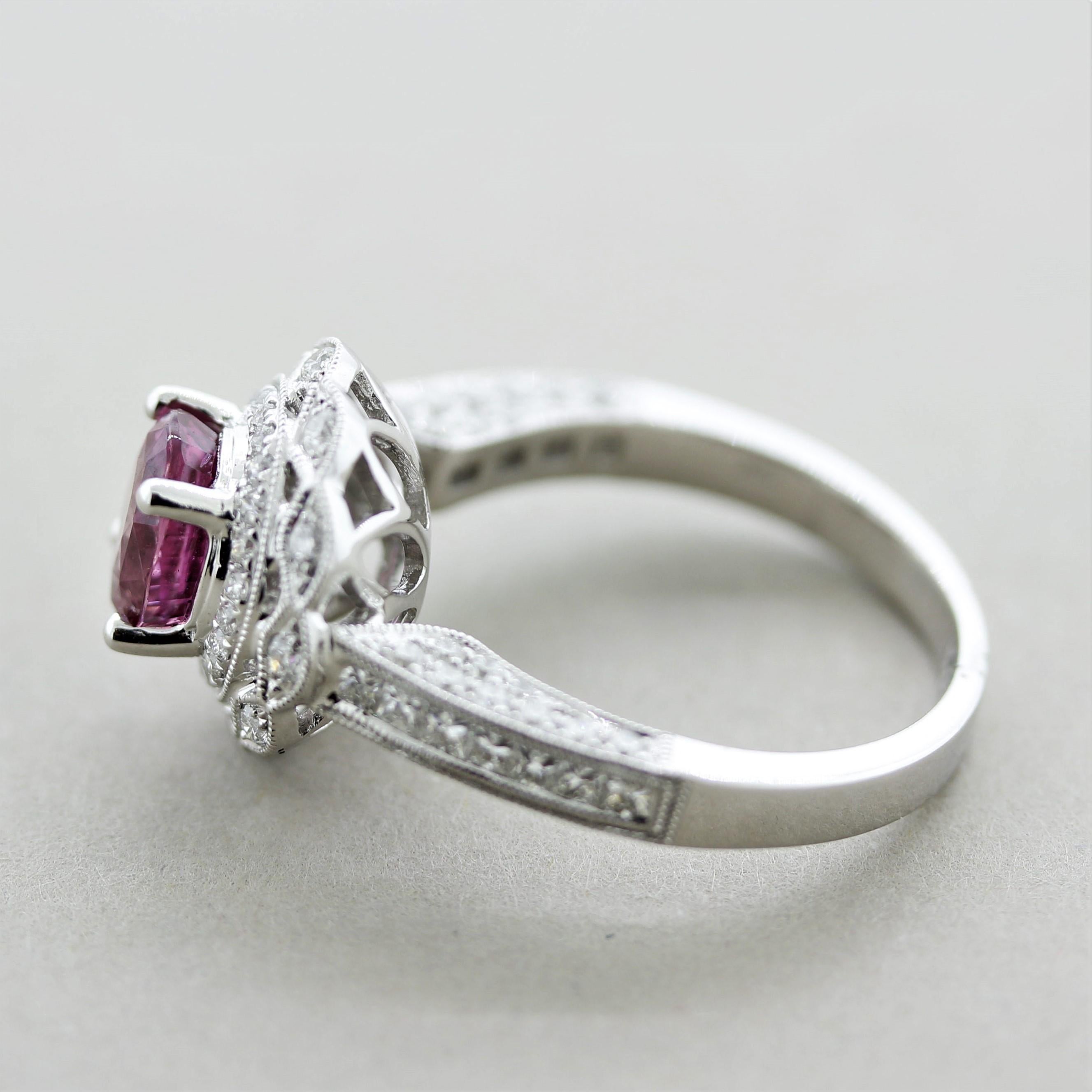 Mixed Cut Pink Sapphire Diamond Gold Ring For Sale