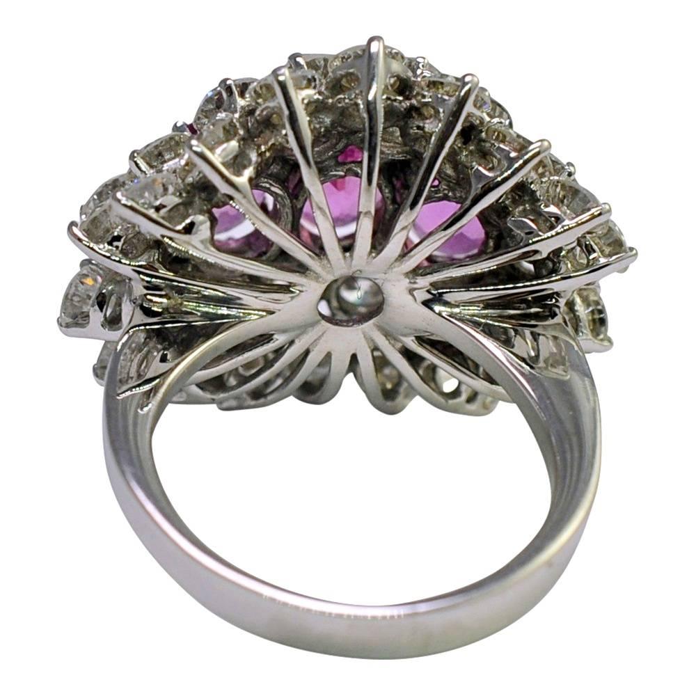 Women's Pink Sapphire Diamond Gold Ring For Sale