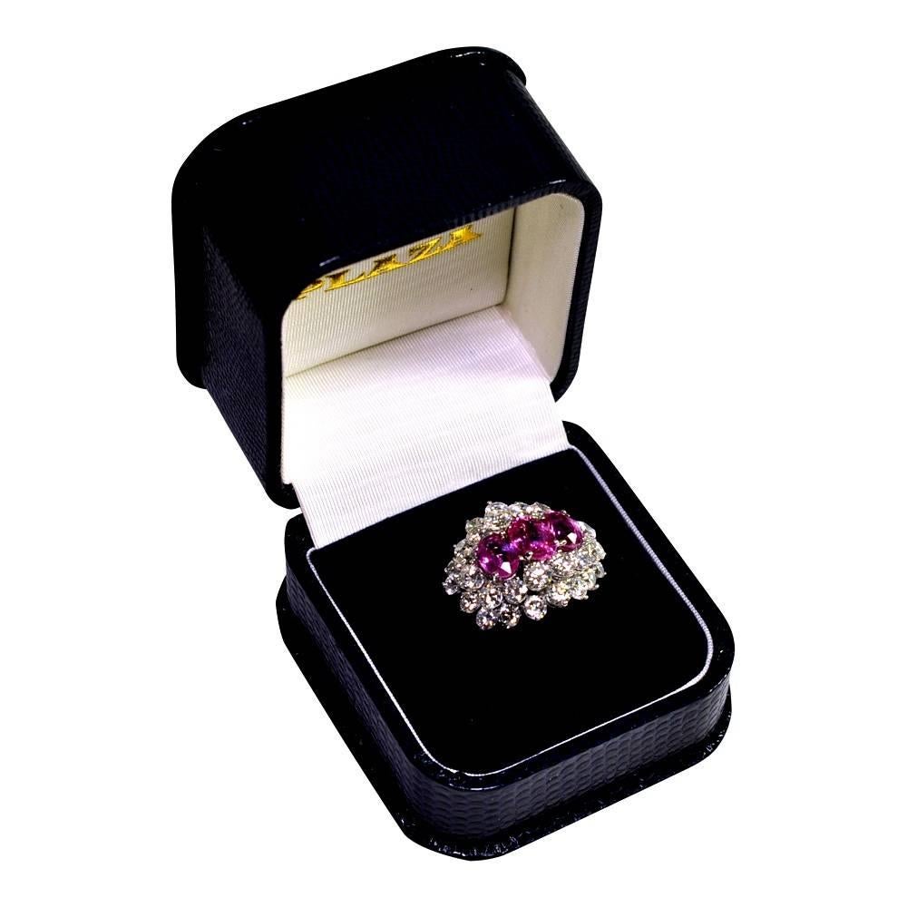 Pink Sapphire Diamond Gold Ring For Sale 2