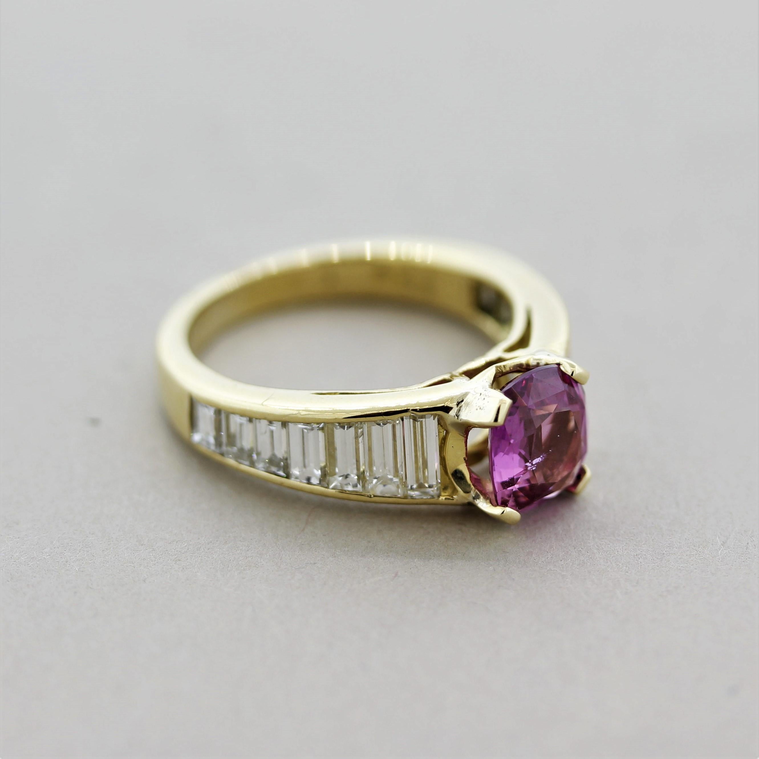 Pink Sapphire Diamond Gold Ring For Sale 1