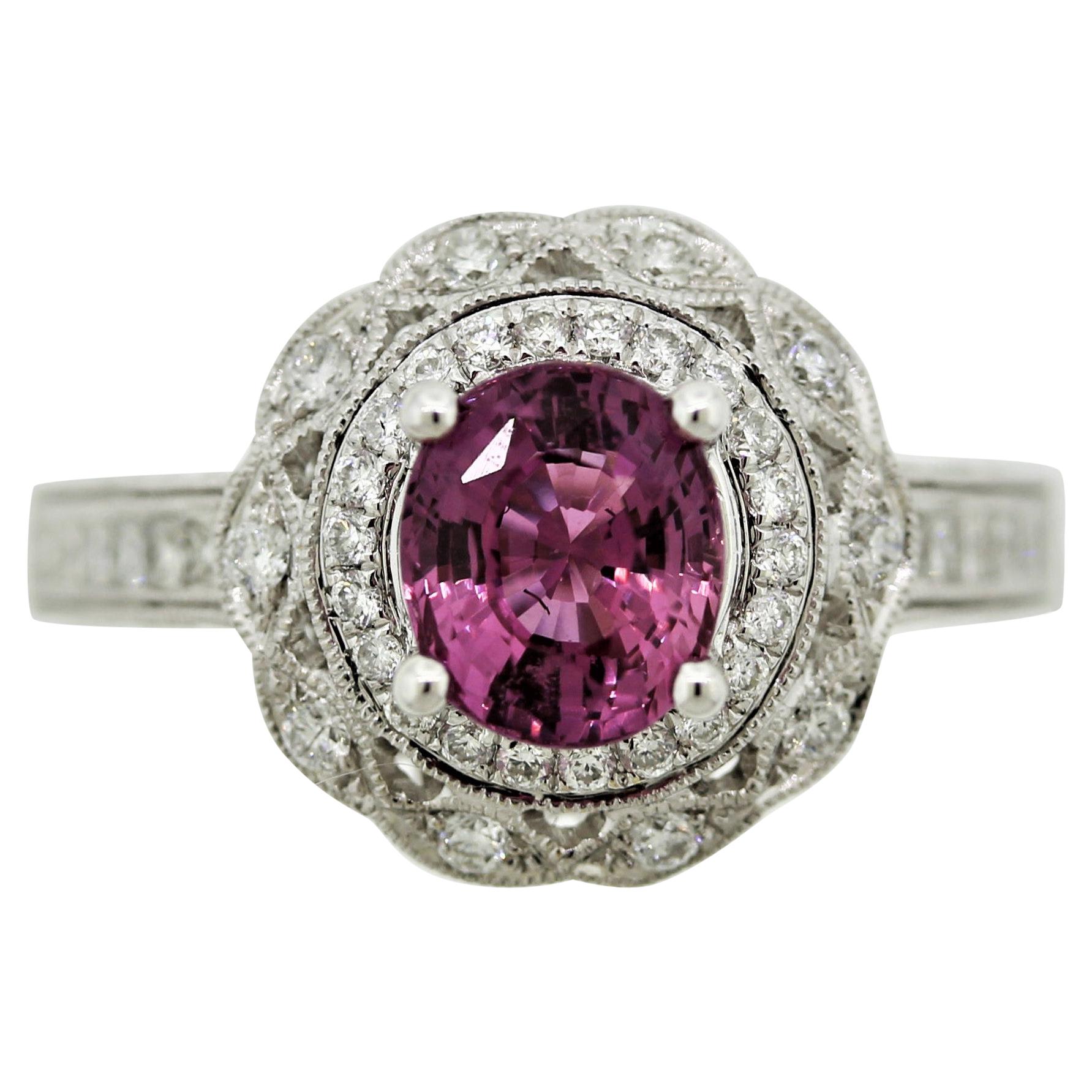 Pink Sapphire Diamond Gold Ring