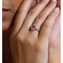 Pink Sapphire Diamond Halo 1.44ct Ring