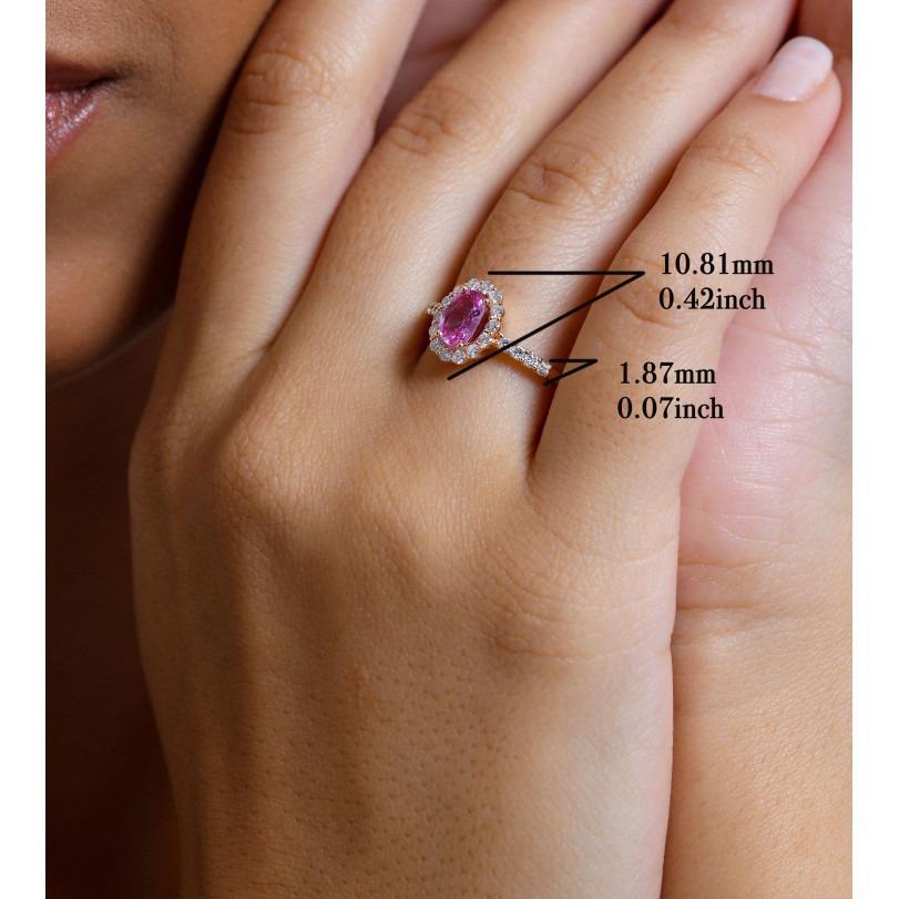 Anillo Zafiro Rosa Halo Diamante 1,44ct Corte redondo en venta
